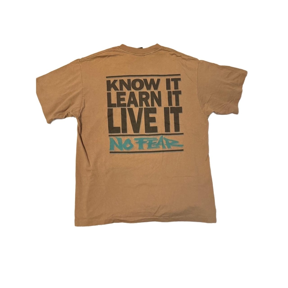 No Fear T-Shirt Mens X-Large Brown Tan 90s Vintage Graphic Logo Retro Streetwear
